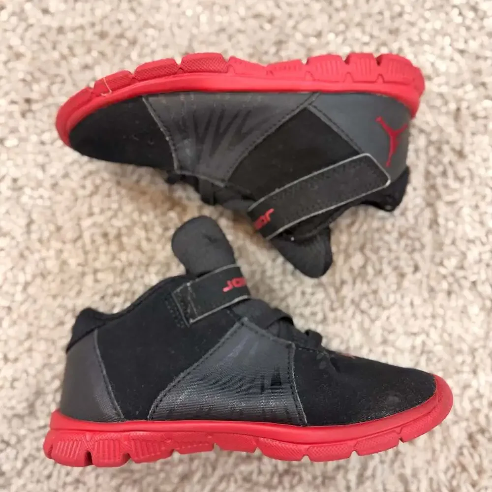 Jordan Toddler Shoes Size‎ 9C Black Red Jumpman Strap Sneakers Kids